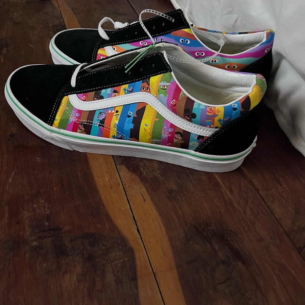 Vans Black Sneakers with Colorful Side Panel and Low Top Design